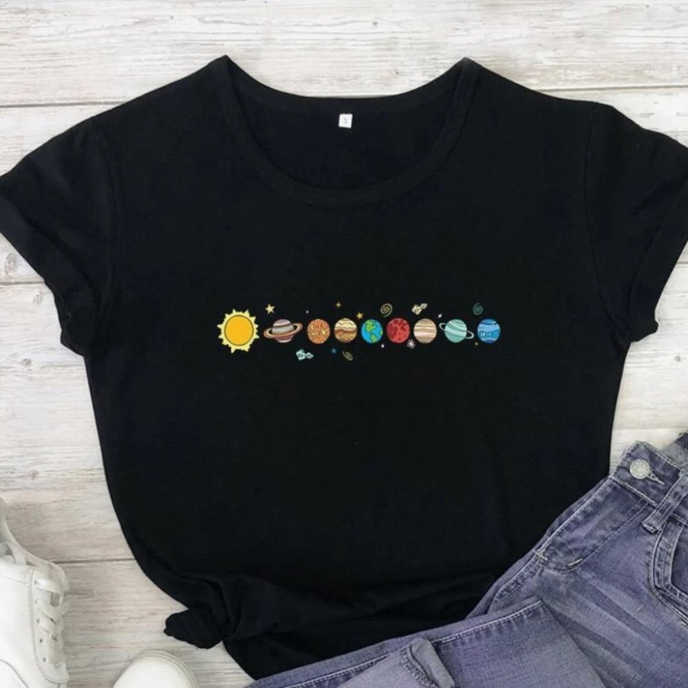 Planet Print Crew Neck Tee